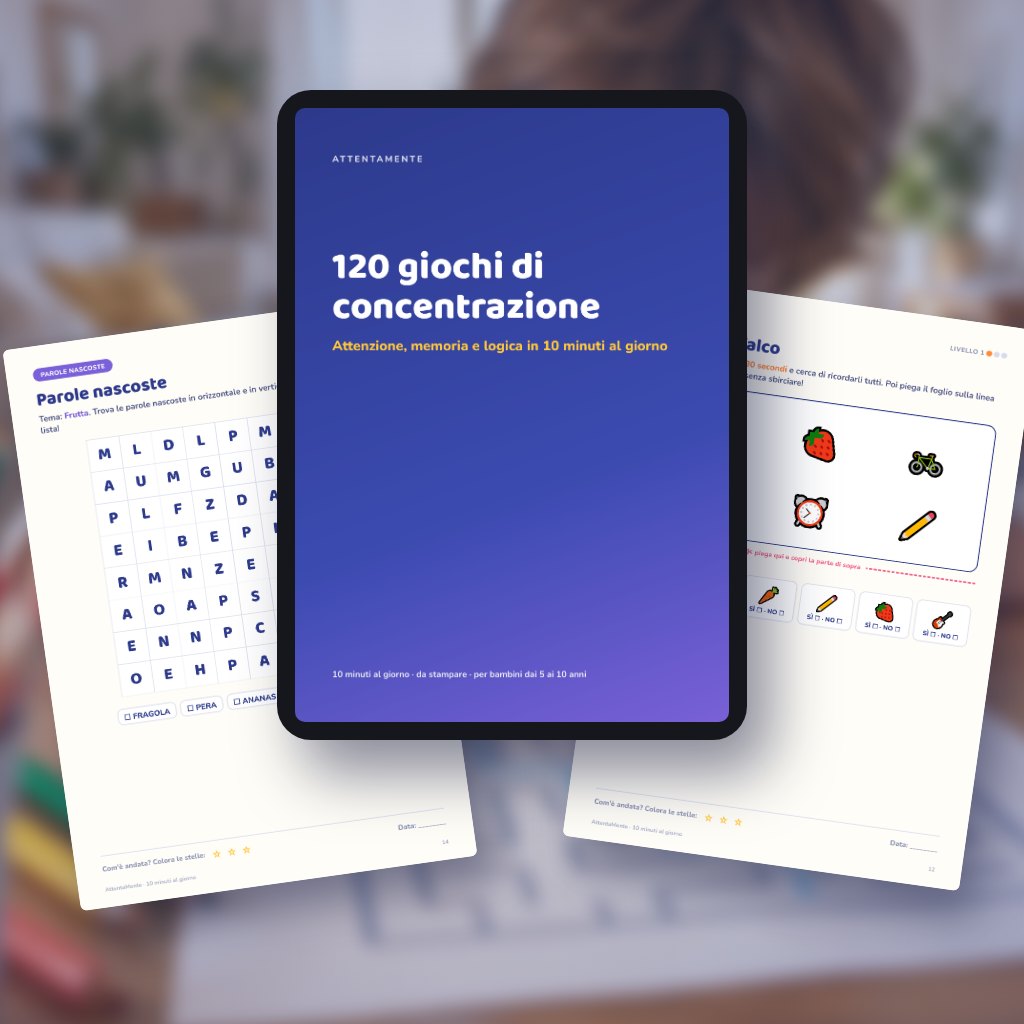 Il libro AttentaMente su tablet e pagine stampate